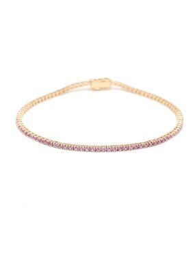 Elegant Pink Sapphire 14K (Custom) Yellow Gold Tennis Bracelet